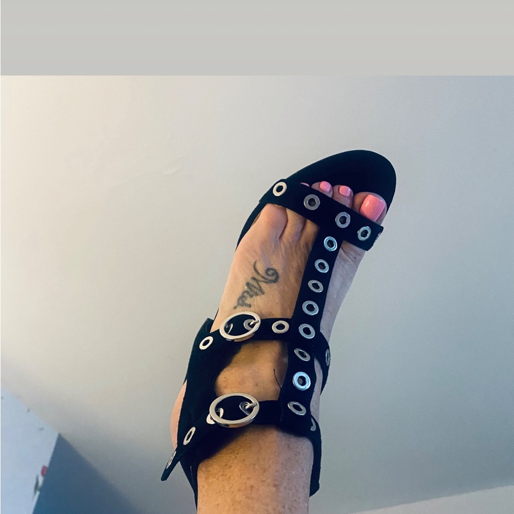 Sam Edelman Black Heels with Silver Eyelets